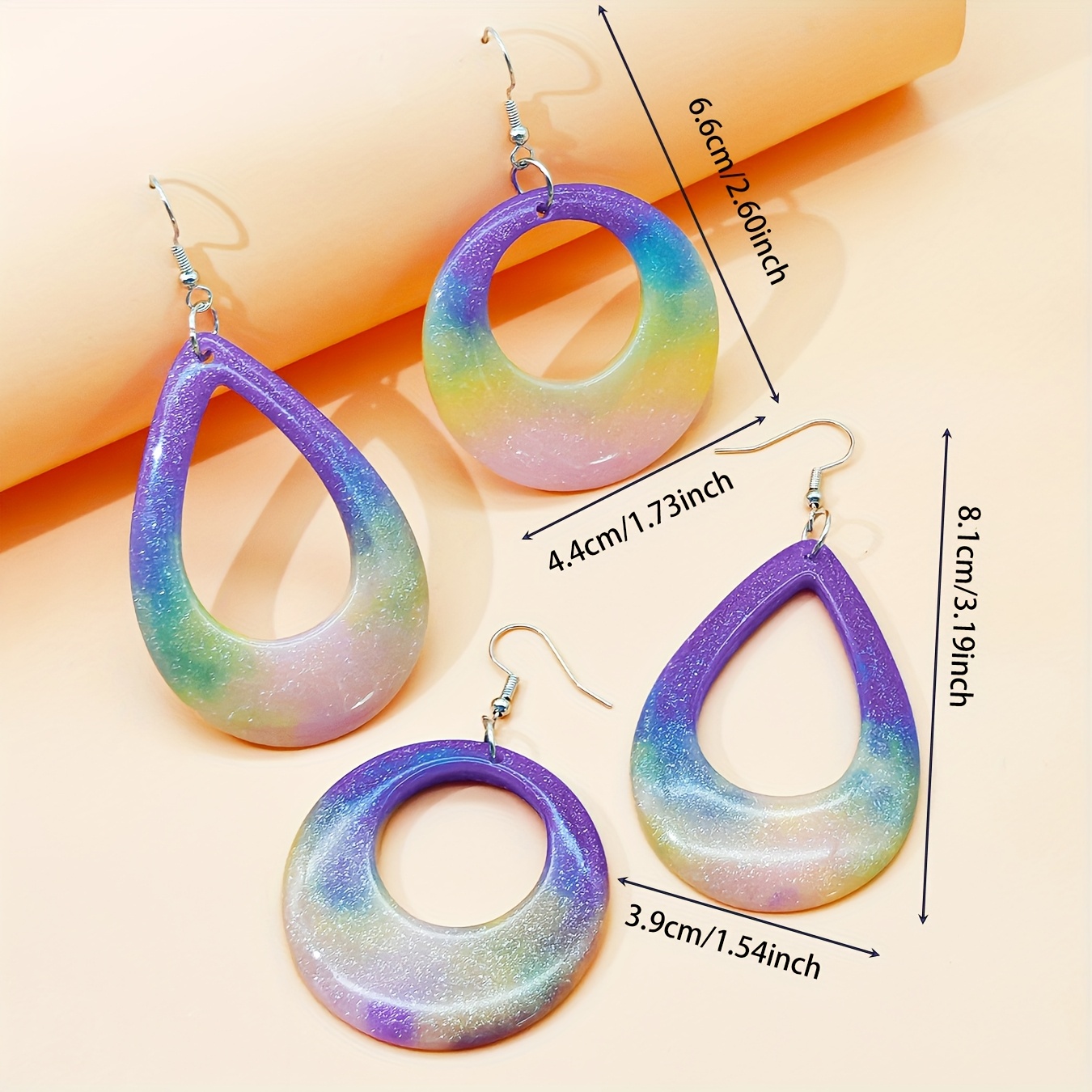 Gradient Pink Resin Earrings Set - Stylish Spring Party Accessory