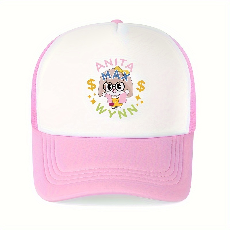 

Adjustable Mesh Trucker Cap, Cartoon Print Baseball Cap, Color Block Breathable Peaked Hats For Women