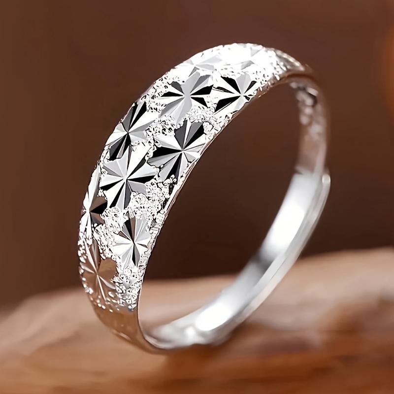 TEMU 1pc Women's Elegant And Simple Adjustable Floral Pattern Copper Ring, Suitable For Daily Gifting And Anniversary Occasions, A Delicate Accessory