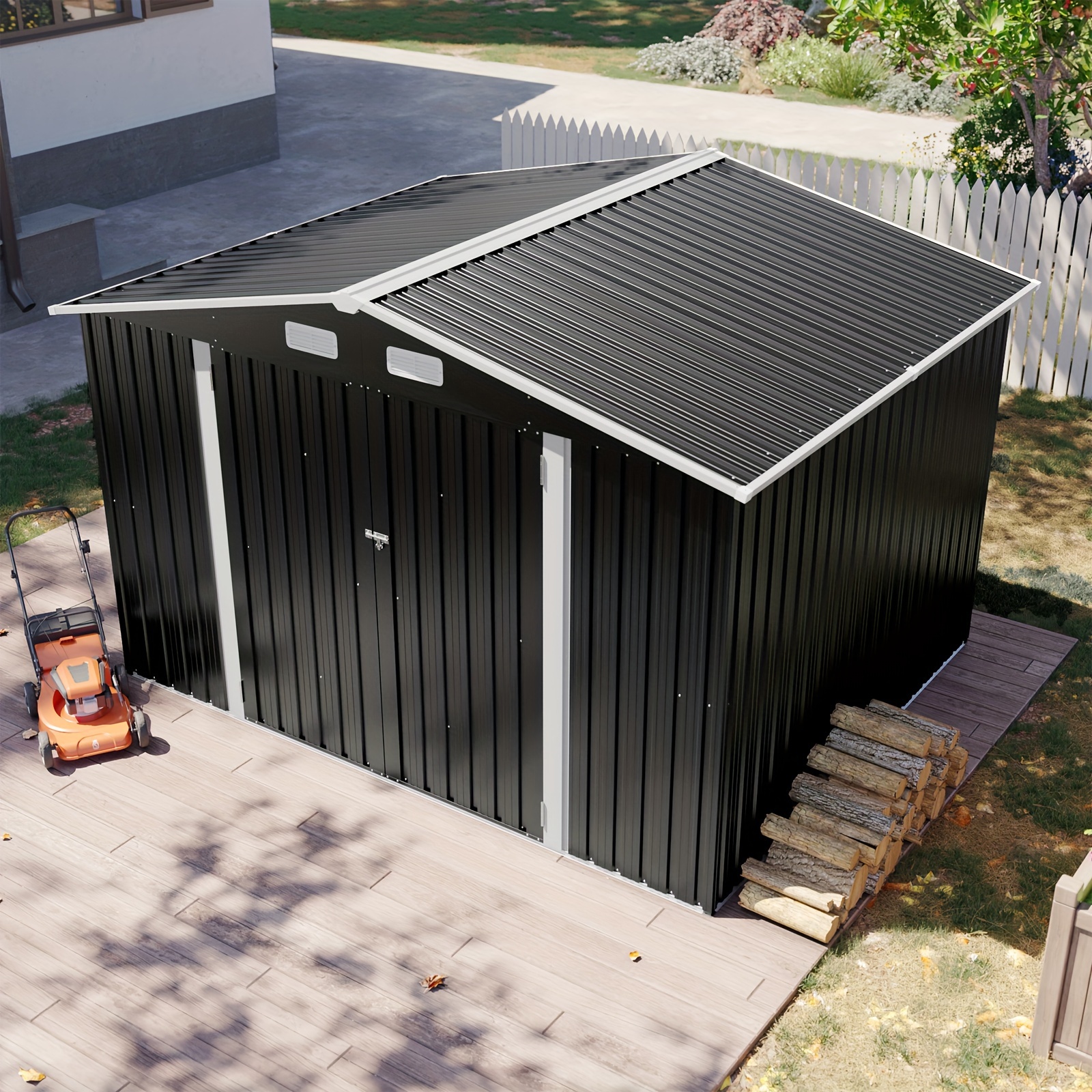 9.6'x 7.8' Outdoor Storage Shed Metal Garden Tool Shed - Temu