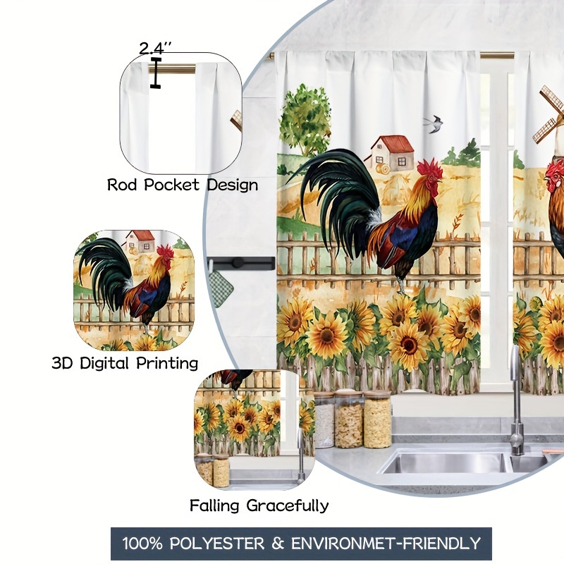 Set 2 Presine Da Cucina Vintage – 20x20 Cm, Impermeabili E Termoisolanti, Con Motivi Girasole E Gallo