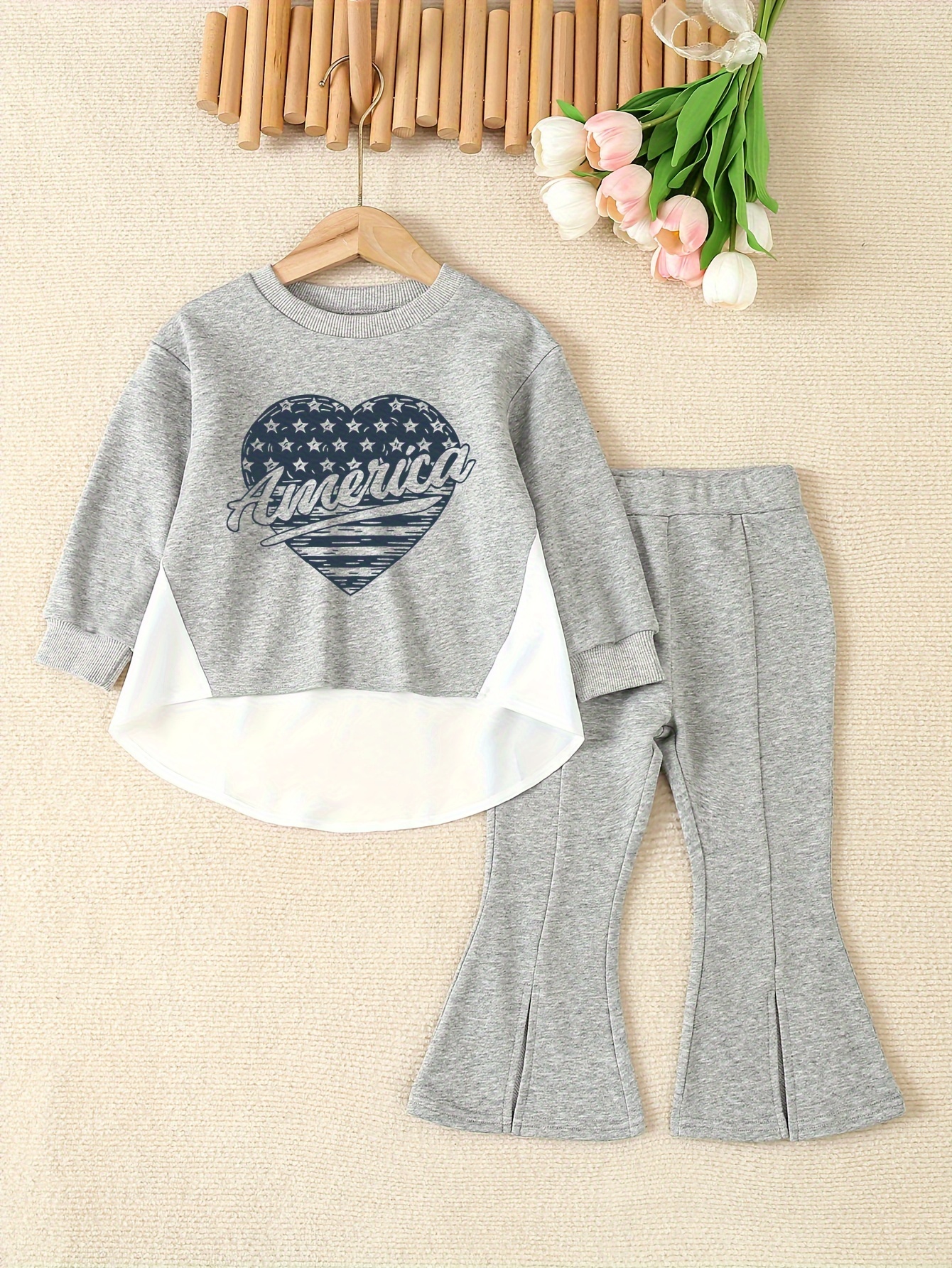 Girls Casual Color Block Heart Print Asymmetric Long Sleeve - Temu ...