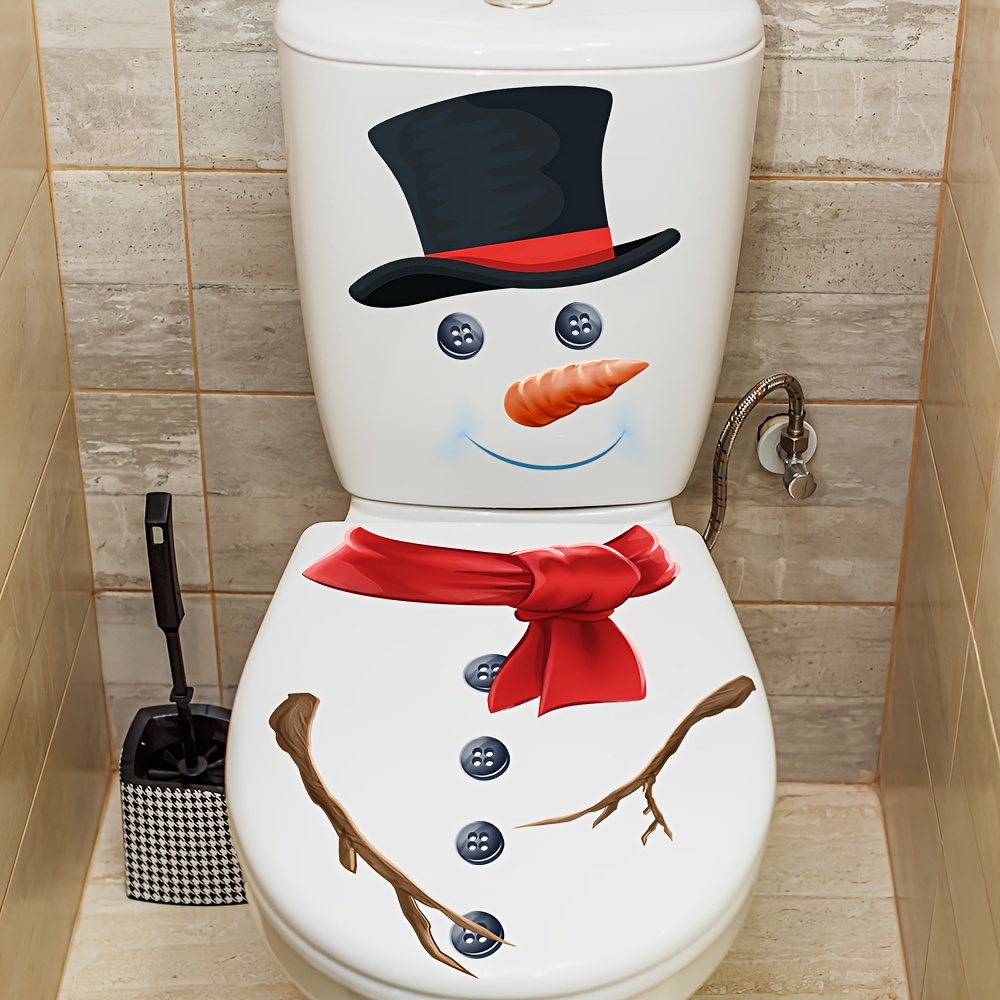 

1pc Christmas Snowman Decal , Pattern, Pvc, -adhesive Removable , Rectangular , Disposable Plastic Bathroom Decor