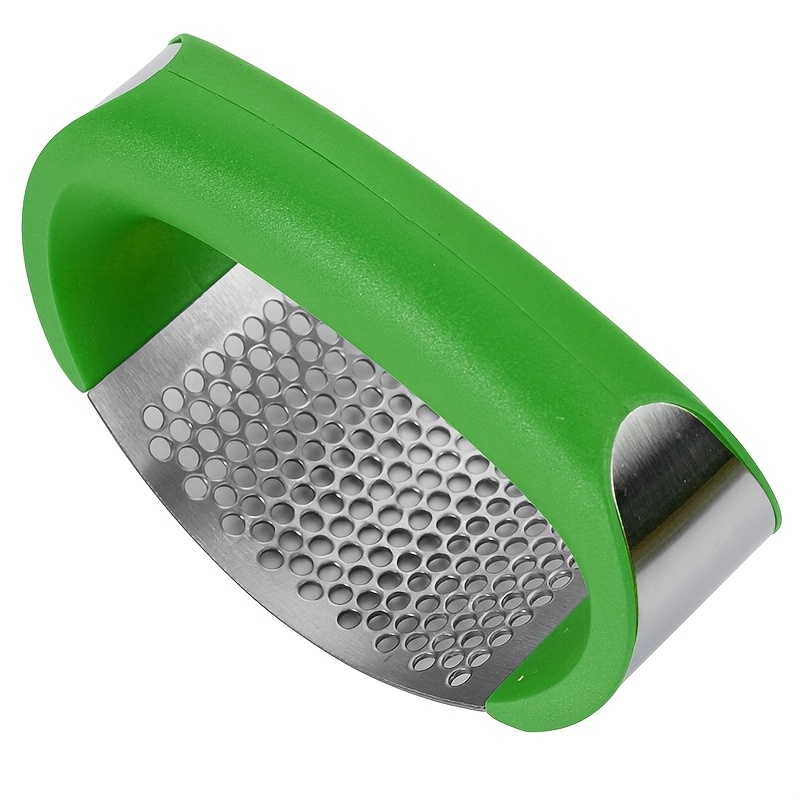 Stainless Steel Garlic Press with Arc-Shaped Design for Easy Mashing