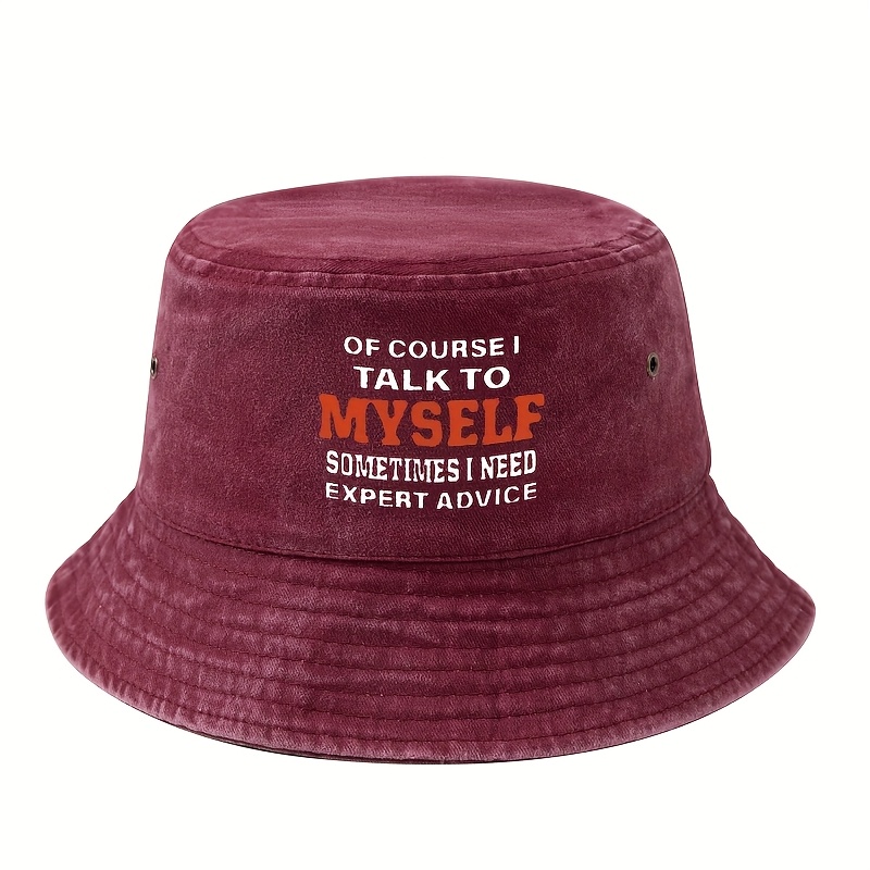 TEMU I " Bucket Hat - Stylish Black With Orange & White Print, Polyester, Non-stretch, Hand Washable, Ideal For Street Style, Outdoor, And Casual