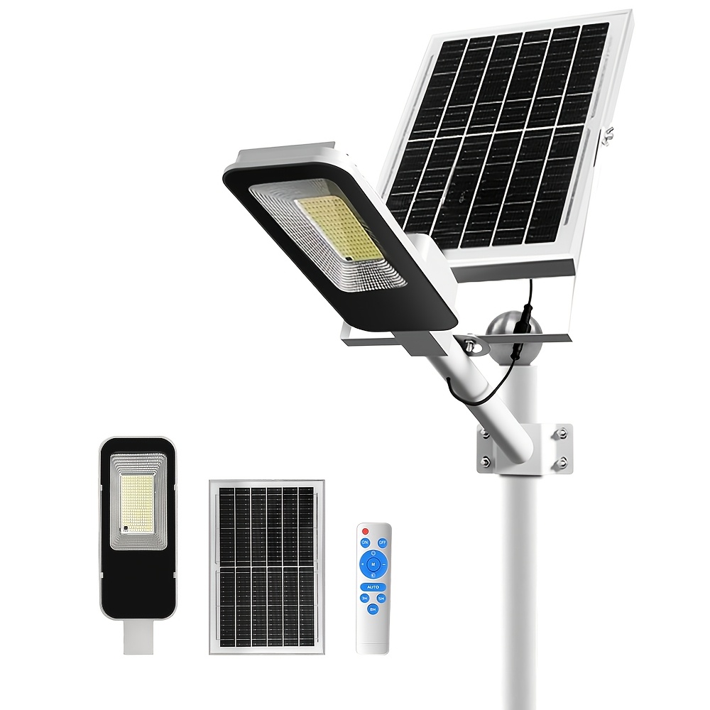 Image of Outdoor Solar Yard Light 6000mah With Remote Controller, Energy Efficient Solar Street Lamp Auto Turn On At Dark, Suitable For Home & Commercial, 6-8 H Sun Charging & Working Hours