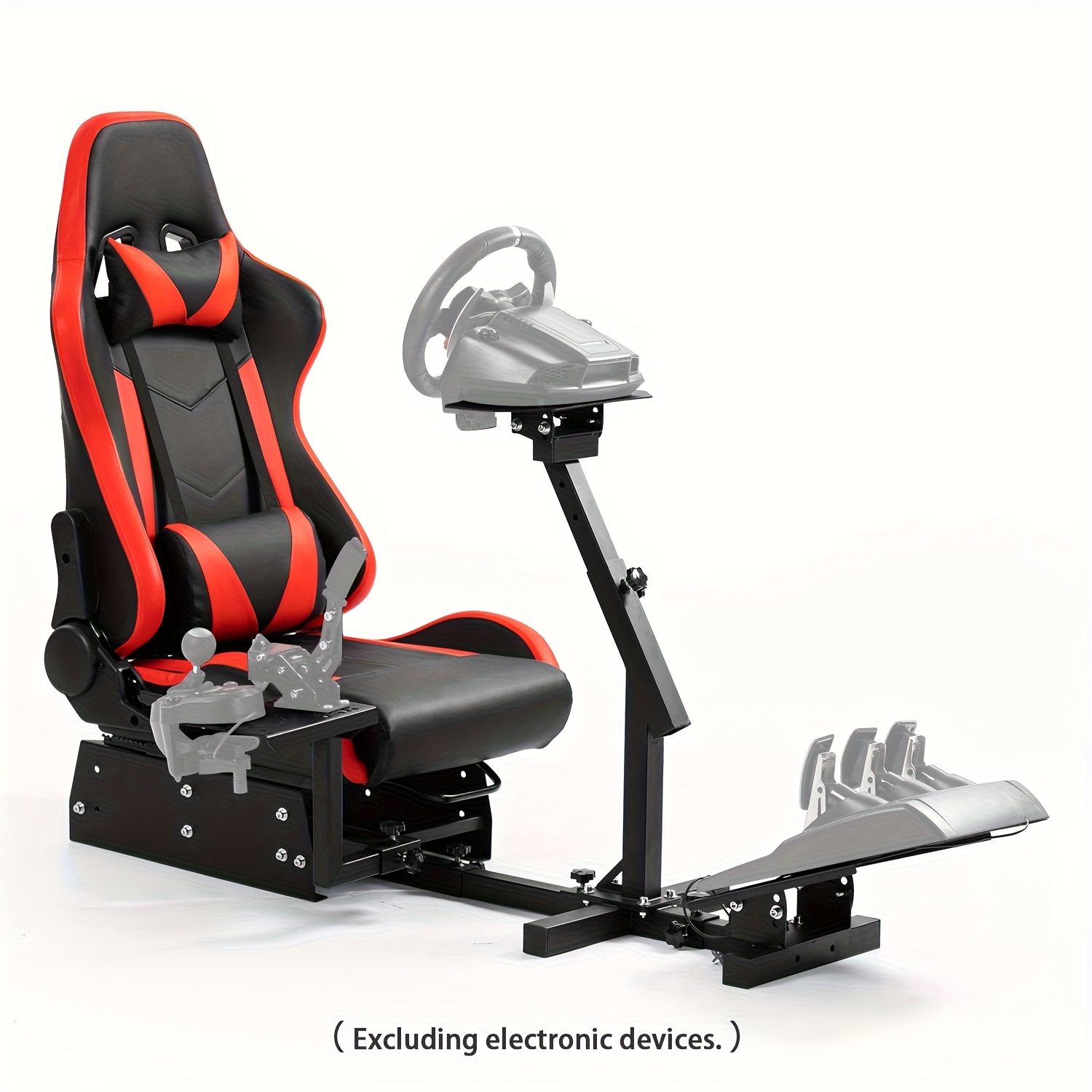 Image of Racing Simulator Cockpit With Red Seat Fit For Logitech G25 G27 G29 , Tx 458, T500 Rs, Pc, Ps4 Adjustable Racing Simulator Mount Without Wheel Shifter Pedals