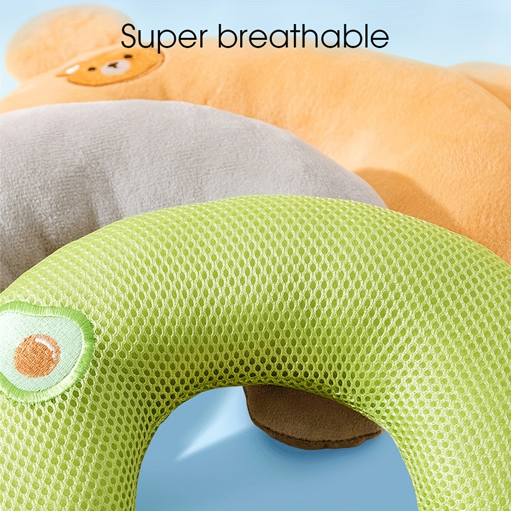 U-Shaped Pet Pillow for Dogs, Soft Plush Neck Support Cushion, Featuring Cartoon Rabbit, Bear, And Avocado Designs, Comfortable Bed Pillow for Fall And Winter, Aids in Alleviating Cervical Pressure