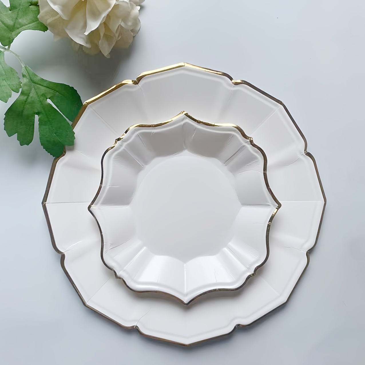 40pcs 60pcs 100pcs pack white paper plates white disposable plates for party wedding   10inch   plates and 7inch white dessert salad plates for easter wedding birthday eid