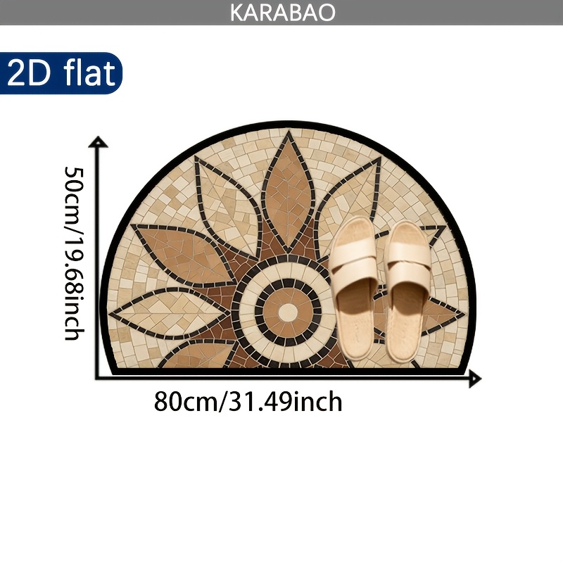 TEMU 1pc Round Mosaic Mat, Pattern Art Decor, Bohemian, Style, Outdoor Courtyard Entrance, Non-slip Vintage Rug, Soft Fleece Material, 1.2cm Thick,
