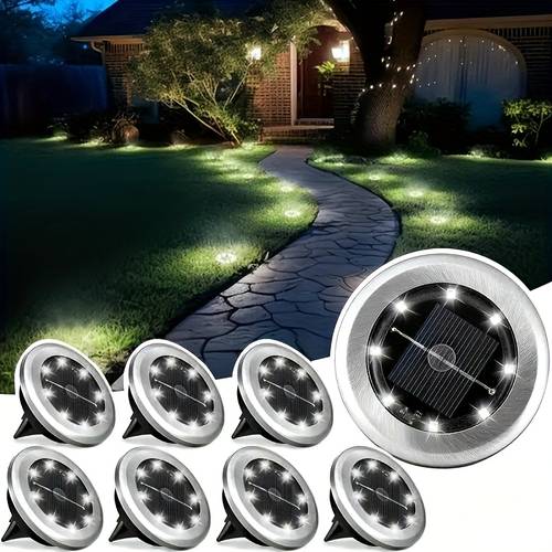 8pcssolar powered ground lights for outdoor landscaping solar powered with sensor portable installation ideal for yards gardens decks and lawnsfor