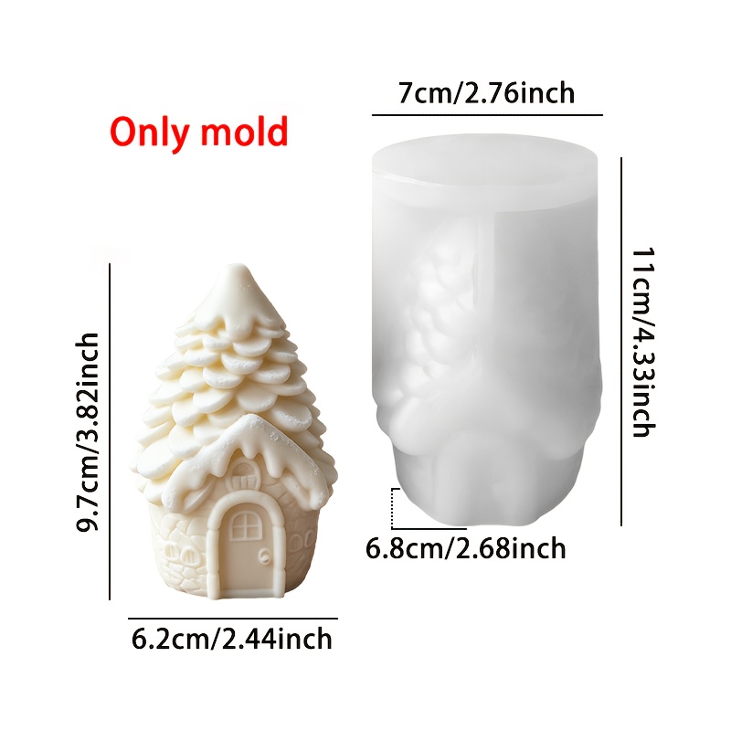 TEMU Resin Silicone Mold - Christmas Small House Silicone Mold, 2 Styles Of Tale Houses Candle Gypsum Drop Mold Holiday Ornaments Handmade Molds