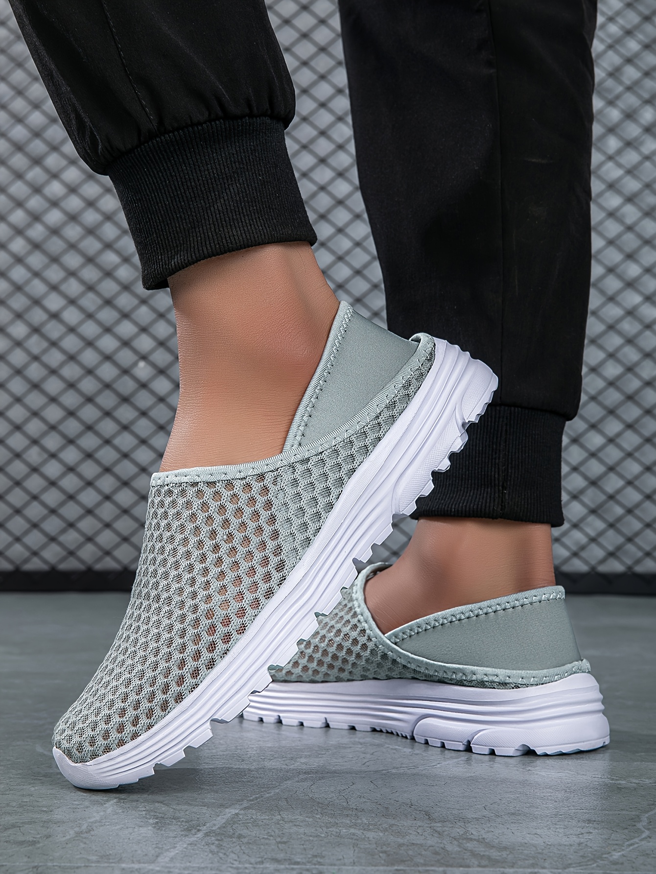 Men's Lightweight Breathable Mesh Slip-On Sneakers - Quick Dry, Comfortable Casual Shoes for Outdoor, Camping & Casual Attire, Light Blue