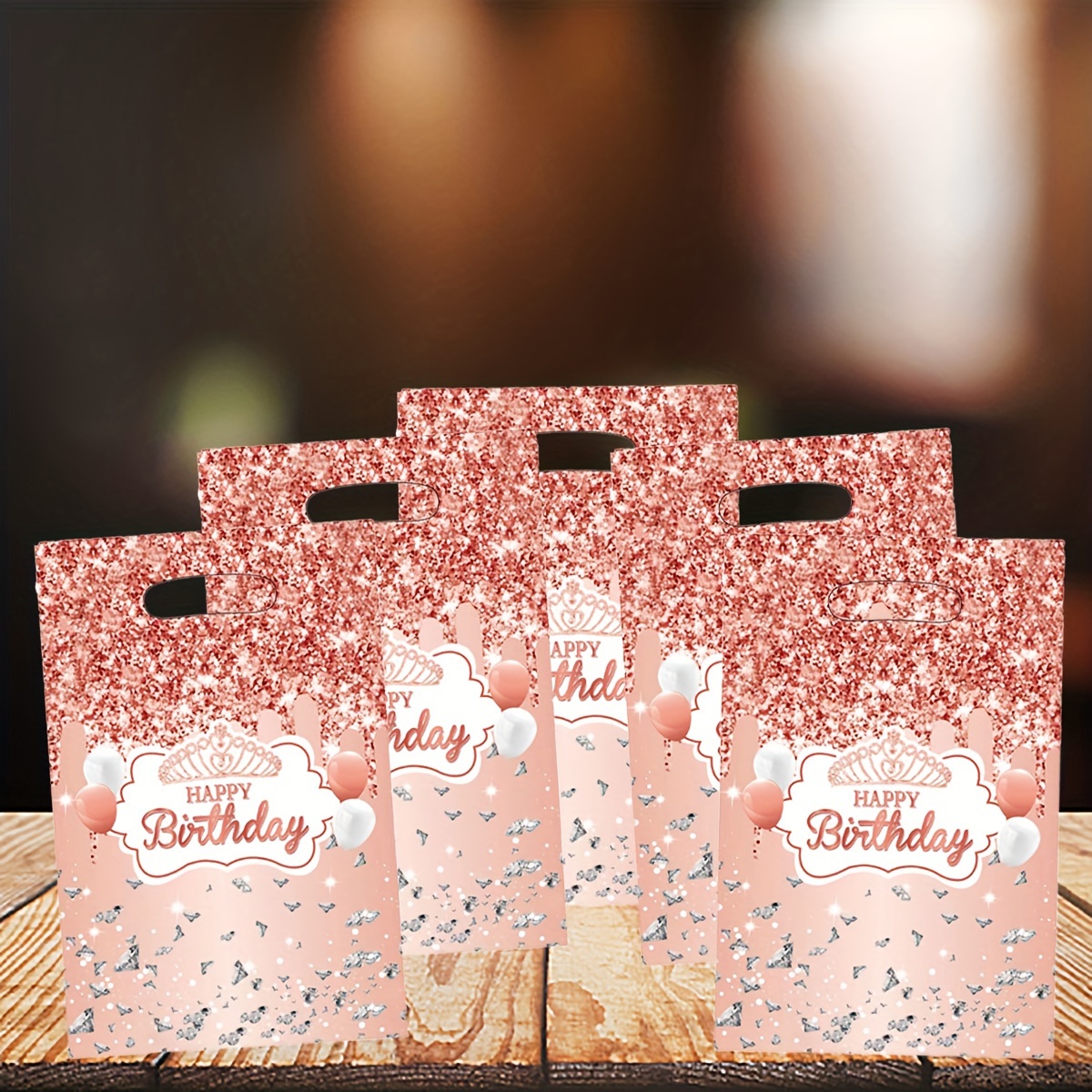 

30pcs, Crown Crystal Happy Birthday Gift Bags, Crown Castle Dream Birthday Party Gift Pack Flower Carry Bag, Handbag, Candy Bag, Candy Bag