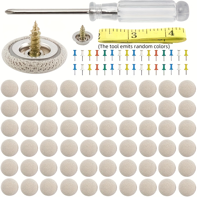 TEMU 60 Pieces Of Car Roof Interior Repair Kits, With Installation Tools, Car Interior Ceiling Fabric Fixing Repair Buttons, Suitable For Most Cars,