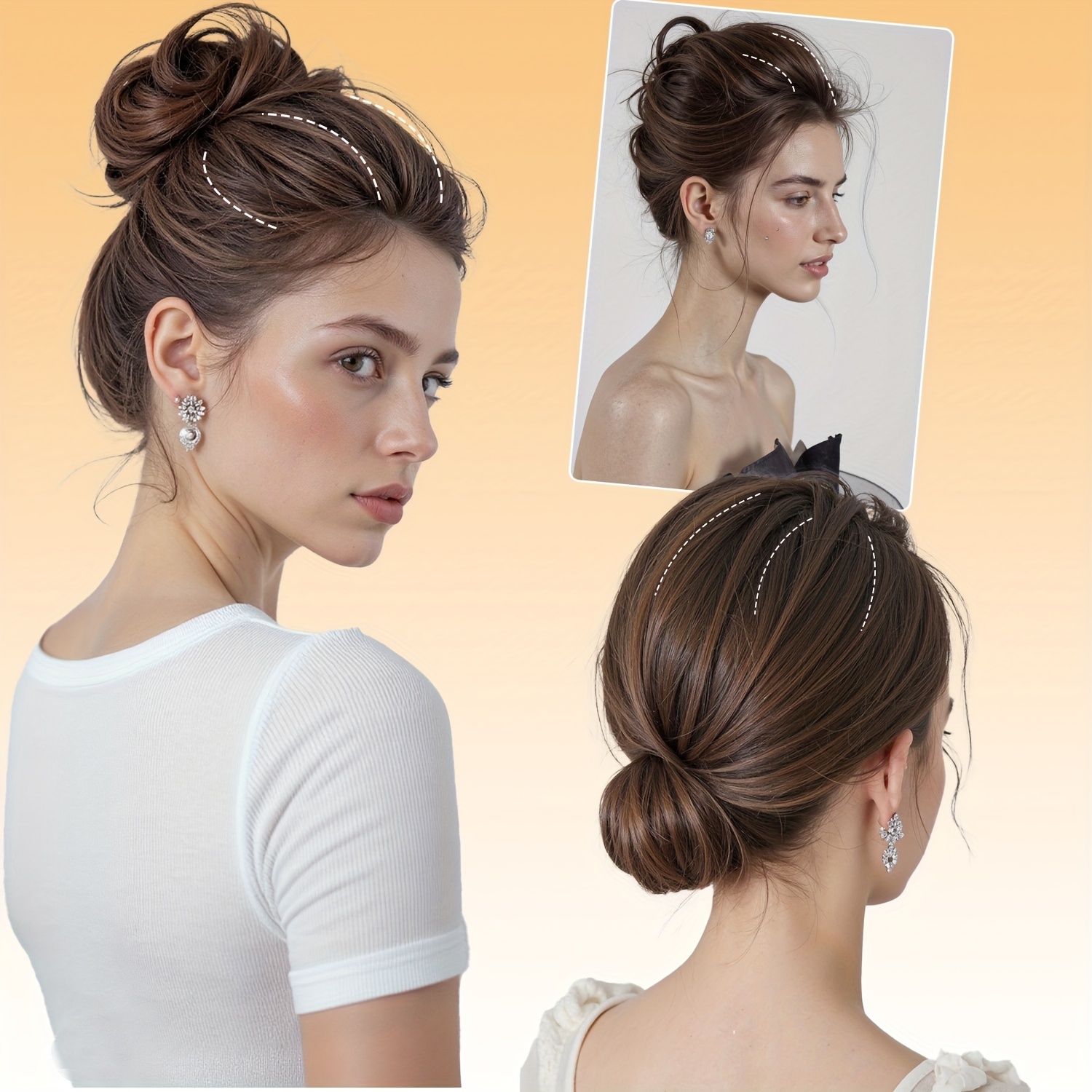 womens high bun hairstyle topper heat resistant synthetic - Temu display picture 2