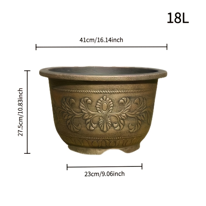 extra large outdoor garden pond planter durable rust proof resin pot with rim and lid design all weather large water feature decoration suitable for koi for lotus and aquatic plants freestanding design with stable and durable base easy