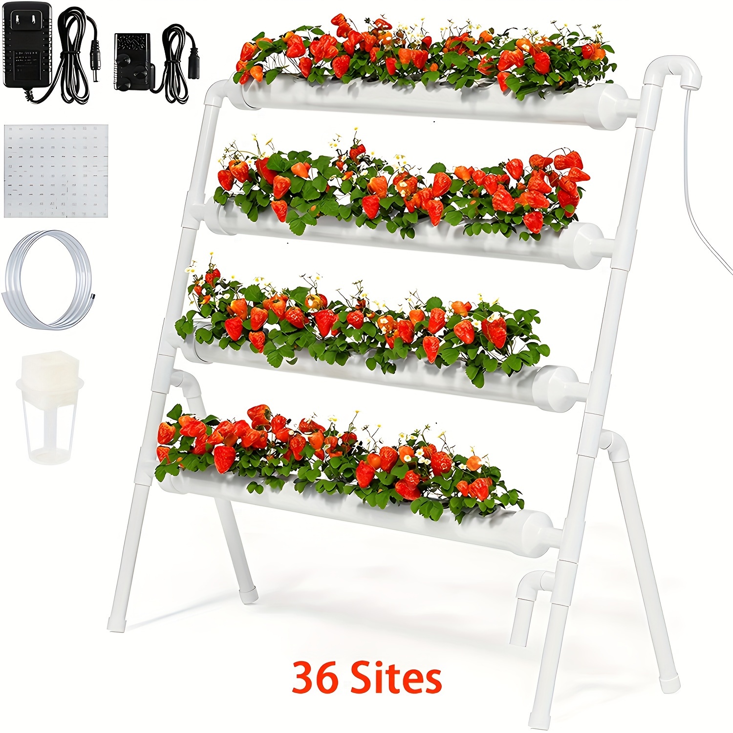 

36/sites Hydroponics Kit, Bhtnyoo-food Pvc-pipe Hydroponic Garden Planting Vegetable And Growth Cultivation Equipment With Water Pump, Planting Basket, Grow Sponge, Instruction Manual