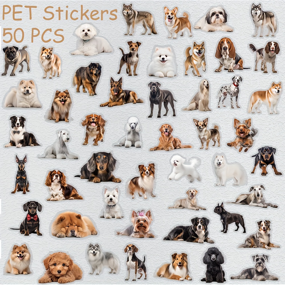 50pcs Adorable Dog Stickers - Transparent Pet, Cartoon Animal Decals For Laptops, Scrapbooks & Stationery - Christmas & Halloween Gifts