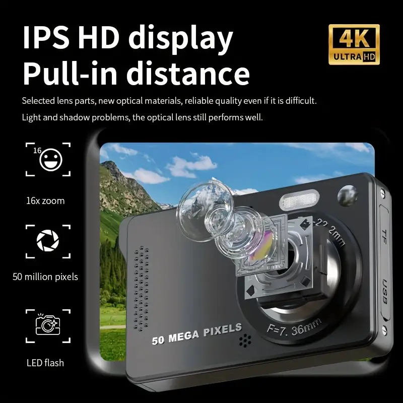 dual lens digital camera 2 4 large screen ccd sensor manual exposure 720p video personalized modes perfect gift details 6