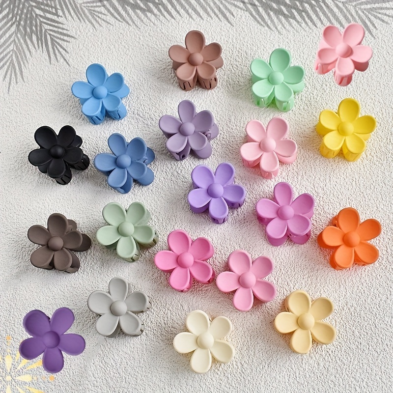 

Elegant Cute Pvc Flower Hair Claws, Set Of 10 Mixed Colors Solid Small Hair Clips For Women And Girls, Fashionable Hair Accessories With Floral Design For Hairstyling, Suitable For Age 14+