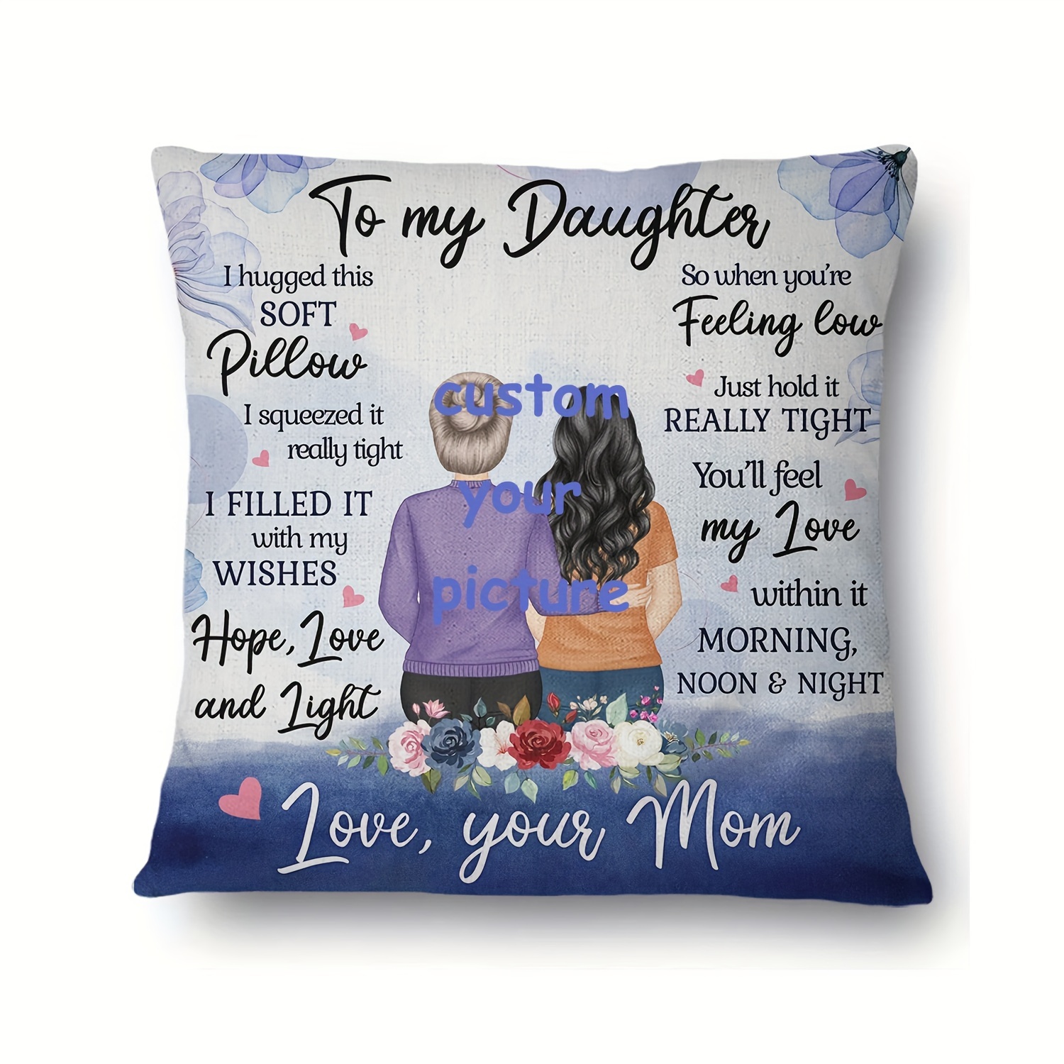 

1pc, Customized, Short Plush Customized Throw Pillow Cover, Single Sided Printing, 18x18 Inch, Christmas Gift, Memorial Gift, I Hug This Soft Pillow, Gift For Daughter, No Pillow Core