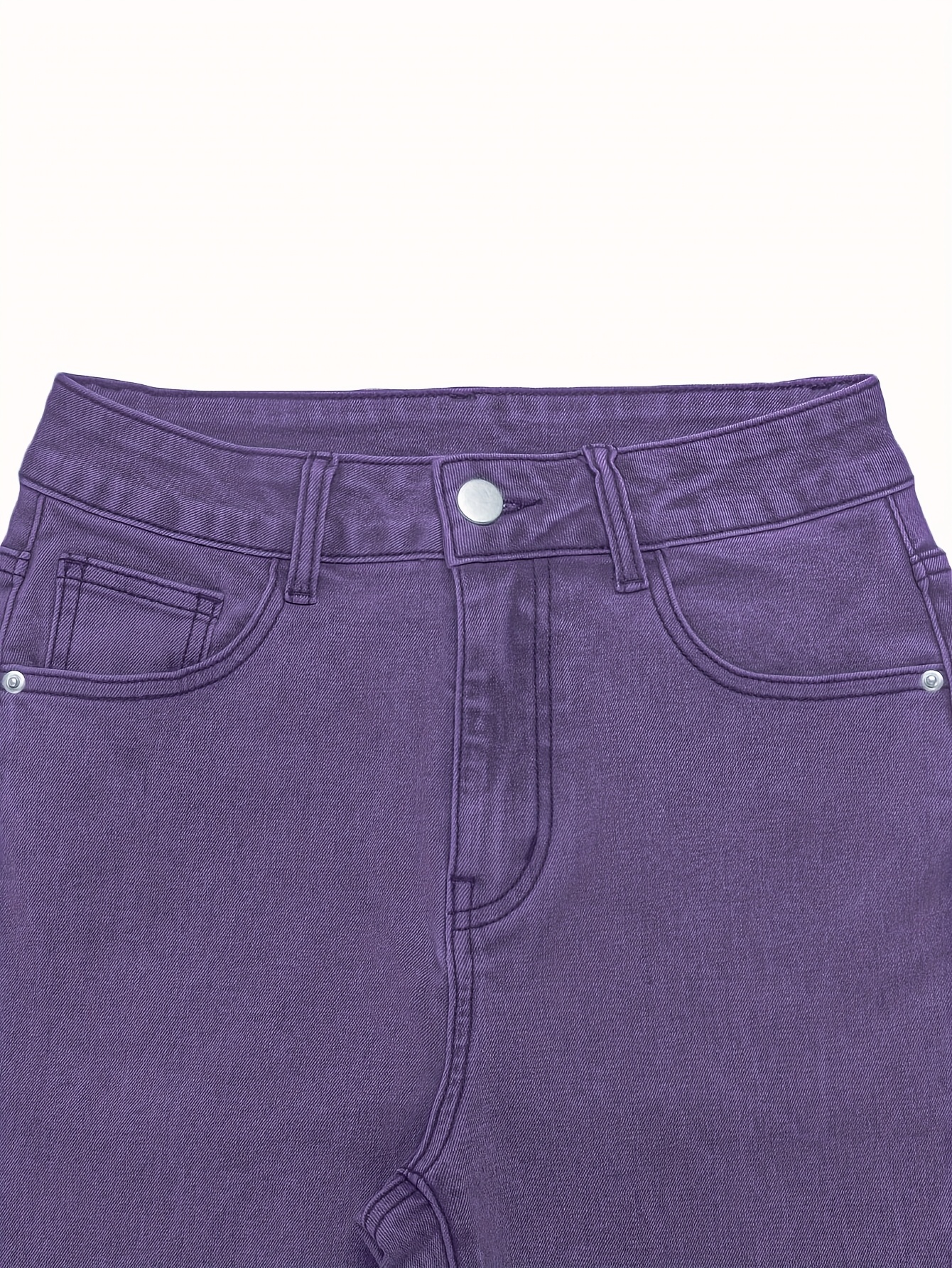 GILIPUR MH1025 Light Blue Retro High-Waist Stretch Straight Leg Women's Pants, Street Style Solid Color Long Pants with Pockets, All-Season Comfortable Stretch Fabric, Machine Washable