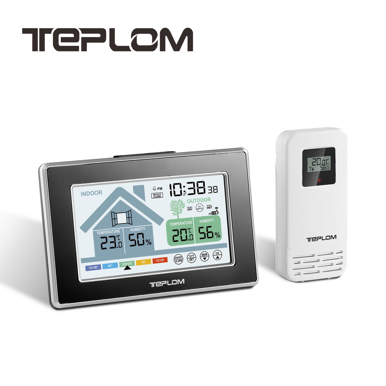 Image of Teplom Indoor Outdoor Thermometer Wireless, Remote Temperature Monitor Hygrometer, Thermometers With , 328ft Range For Home Patio, Black With 1 Sensor