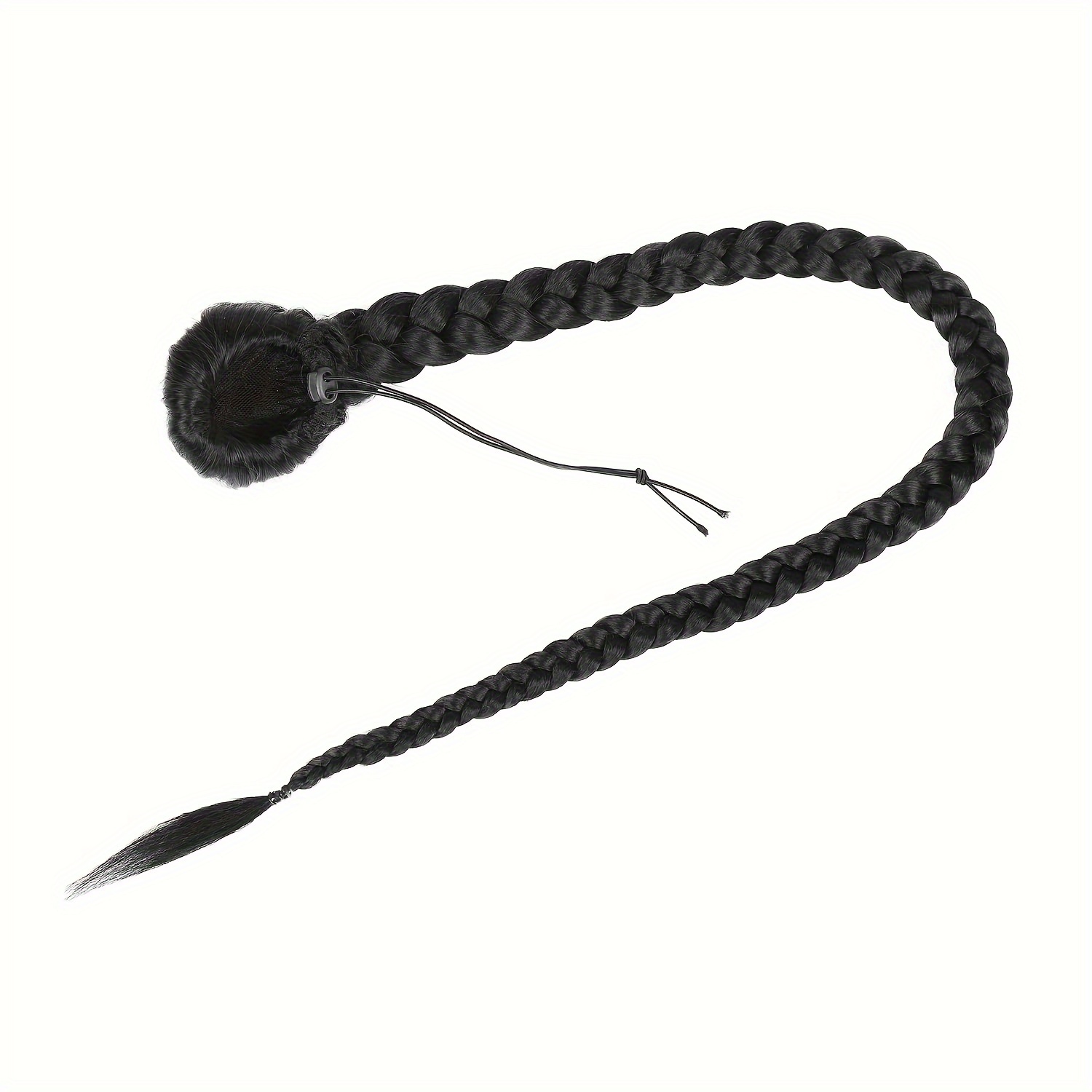 34 inch long black hair extensions drawstring ponytail with braided detail high temperature   for women girls stylish   sleek ponytail   hair extensions hair accessories details 8