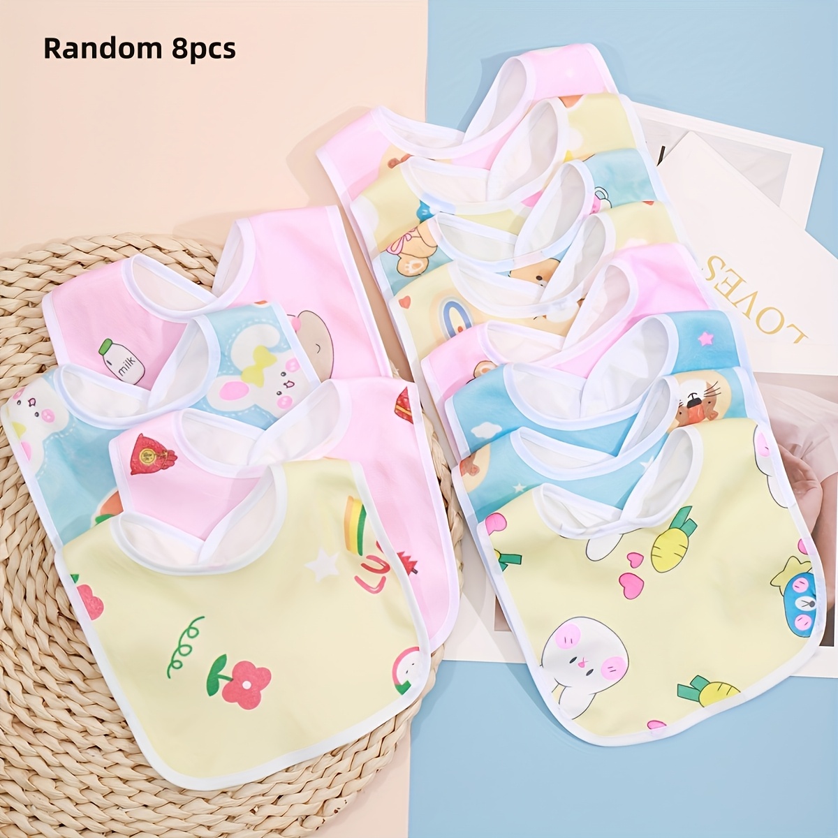 Image of Random Pattern Yellow Children' Baby Drool Towel Newborn Cute Bib