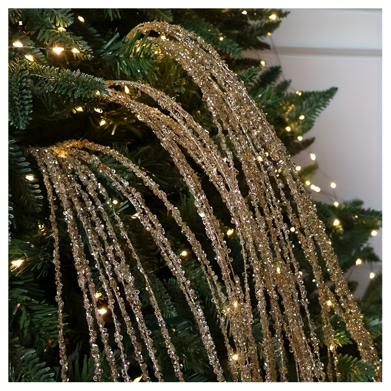 TEMU 4pcs Luxurious Waterfall Christmas Tree Decorations, Sequined - Flowing Sparkling Branches, Elegant Hanging Ornaments, Suitable For Christmas,