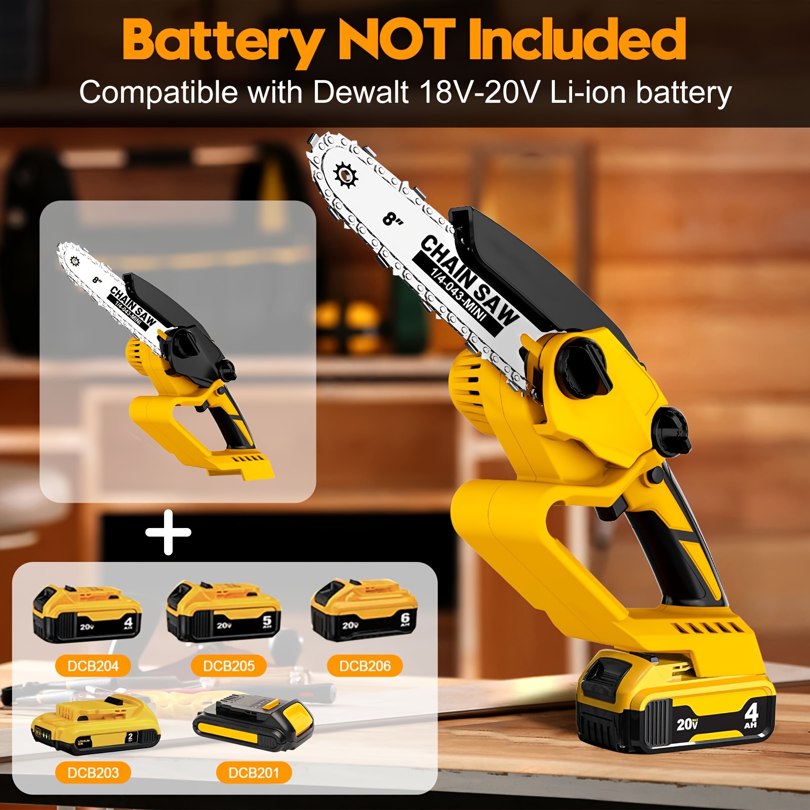 

Cordless Mini Chainsaw 8 Inch For Dewalt 20v Powered (no Battery), Chainsaw Cordless Hand Chainsaw, Portable Small Rechargeable Pruning Chain Saw For Wood Cut Tree Trimming