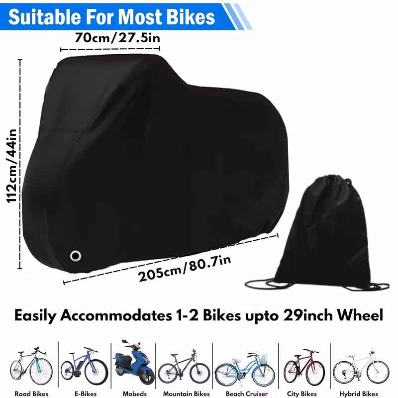 large bicycle cover suitable for 1 2 bikes cover designed for storing motorcycles bicycles with lock holes storage bag compatible with mountain bikes road bikes details 1