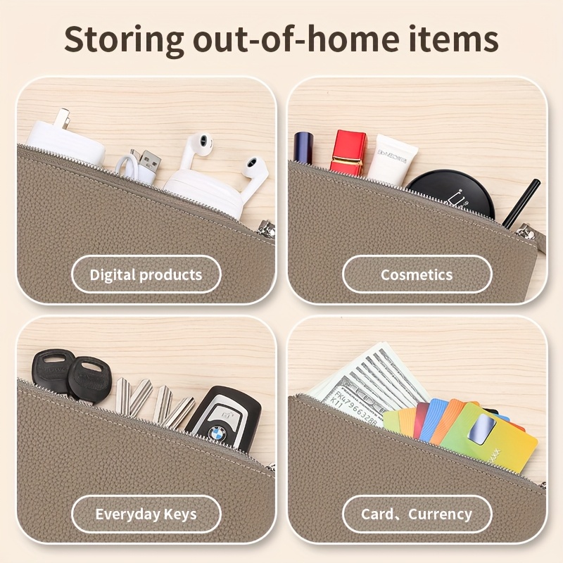 Genuine Top-Grain Leather Long Wallet with Zipper for Passport, Driver's License, Documents, Earphones, Cable, Cash, and Makeup - Halloween, Christmas, Thanksgiving Gift