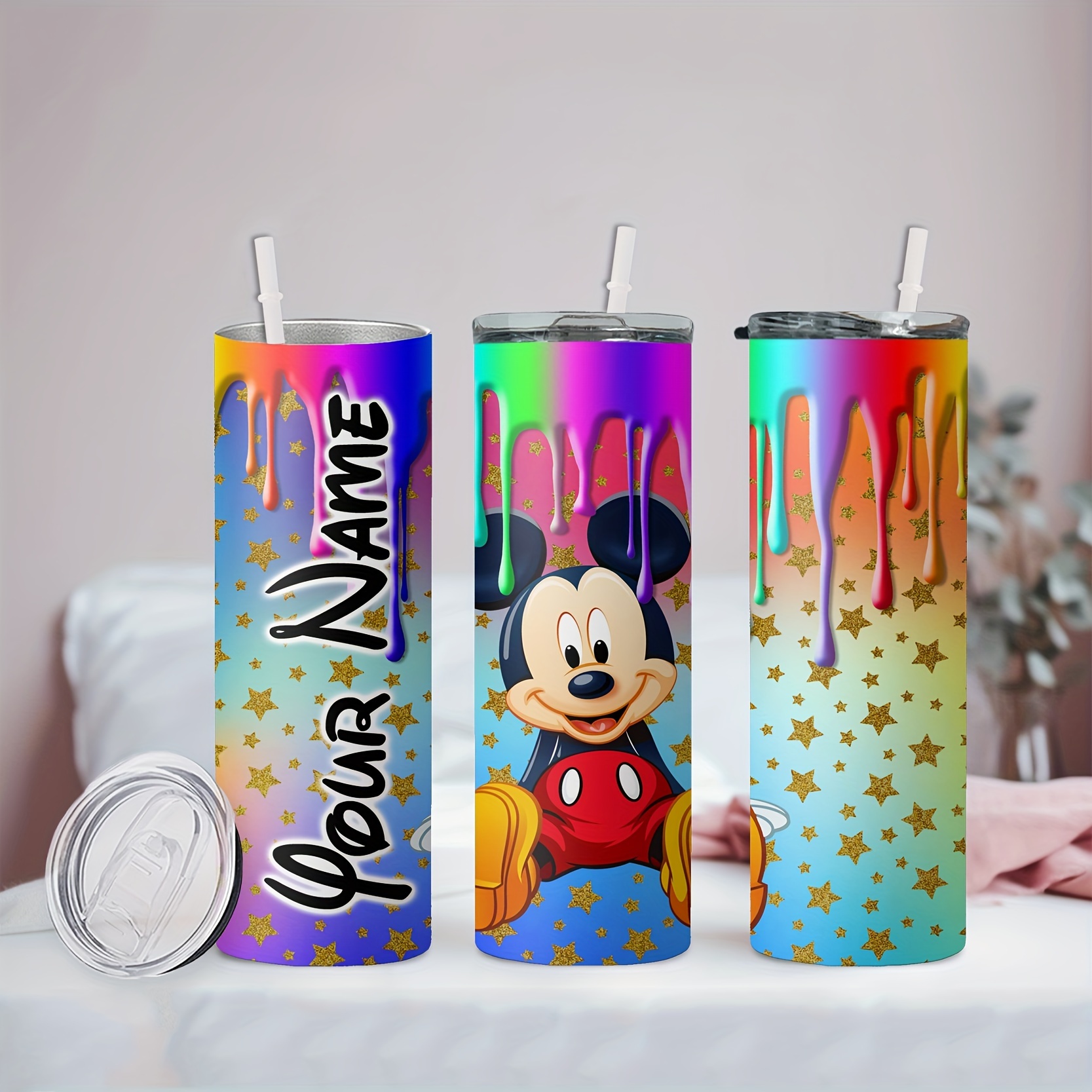 

Customizable 20oz Stainless Steel Tumbler With Mickey Mouse Design, Leak-proof Double-walled Insulated Travel Mug With Lid And Straw, Ideal For Office, Camping, Birthday, Christmas – Ume