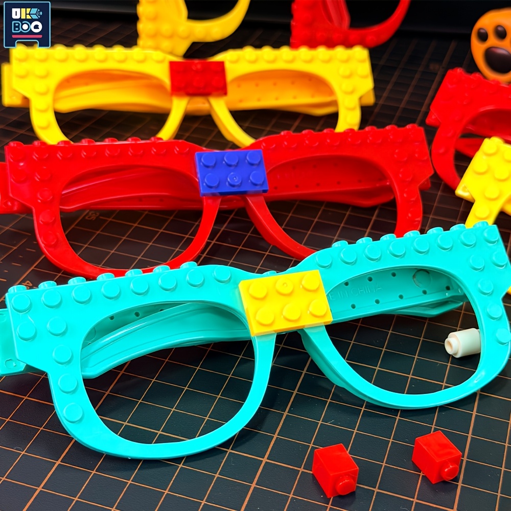 Image of 3pcs Creative Glasses Building Blocks Small Particle Blocks Quirky Toys Party Glasses Decorations Party Favor