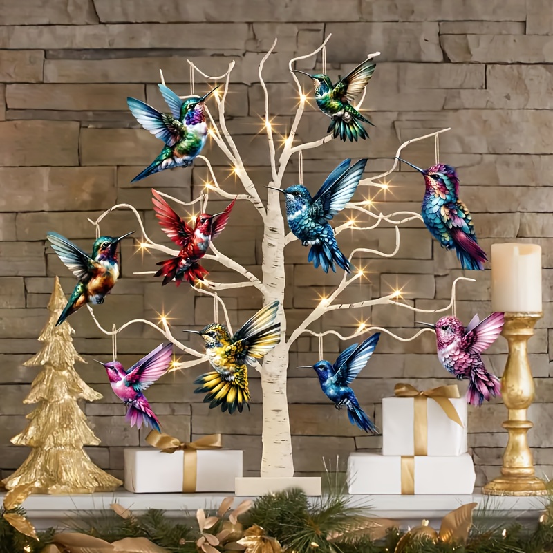 

10pcs/20pcs Hummingbird Wooden Ornament Set - Christmas Decorations And Window Decorations, Home Decor, Suitable For Holiday Party Decorations