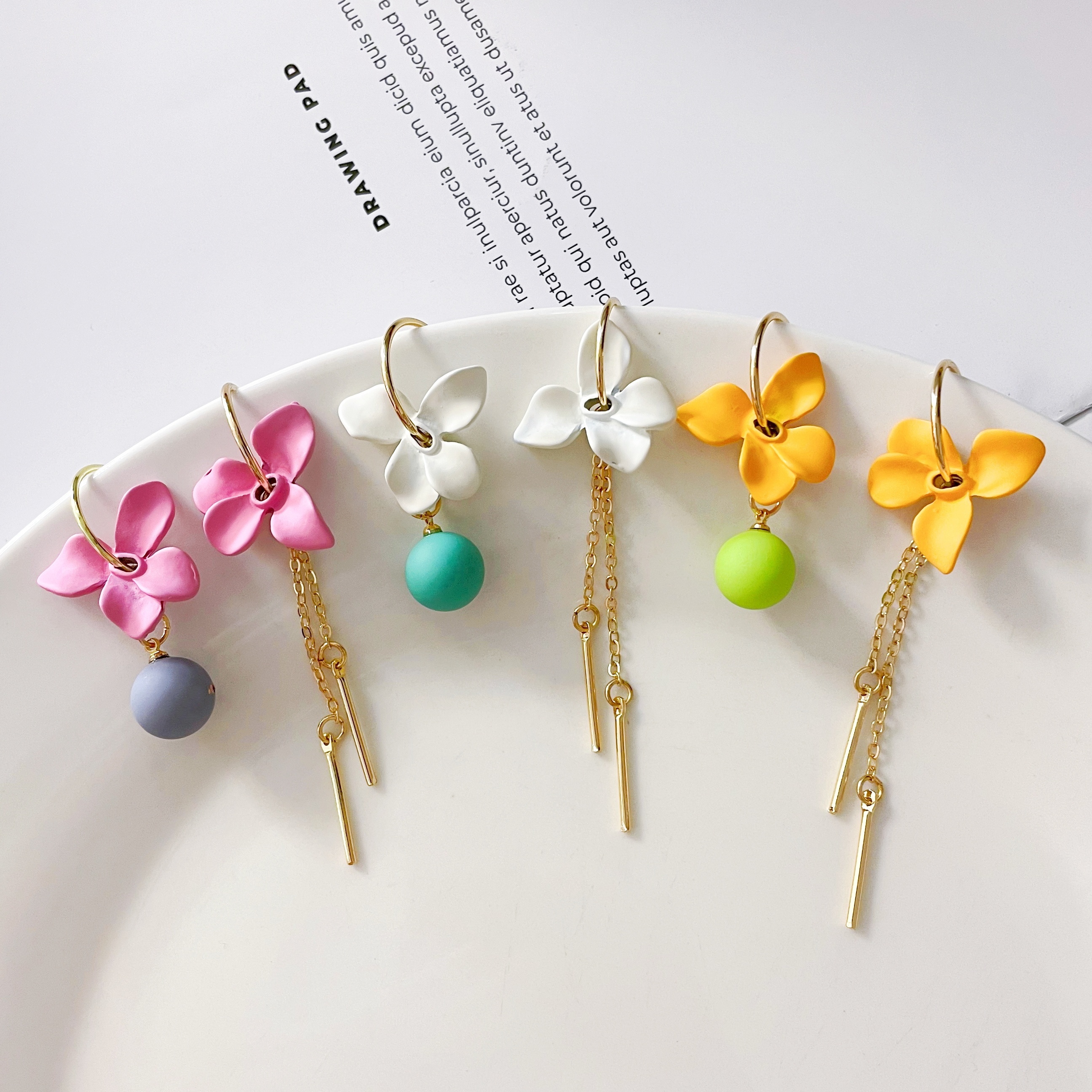 

1 Pair Of Mismatched Drop Earrings Dainty Flower Multi Colors For U To Choose Pick 1 U Prefer Match Daily Outfits Party Accessories