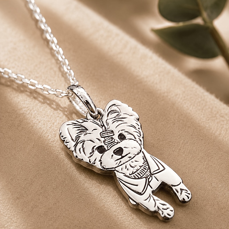 TEMU un collar con foto de acero inoxidable para mujer, con colgante de mascota personalizado, chapado con un lindo collar para mascotas, un collar