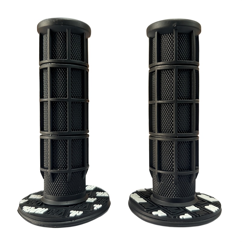 Image of 2pcs Of Durable Synthetic Rubber Motorcycle Grips - Ergonomically Designed Handles Suitable For Off-road Motorcycles And Bicycles, Featuring A Textured End Design For Improved Control