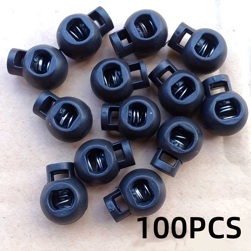 TEMU Lot de 100 clips de corde à ressort ronds en plastique à trou unique, clips à tête à , pour cordons de serrage et lacets, attaches à dégagement