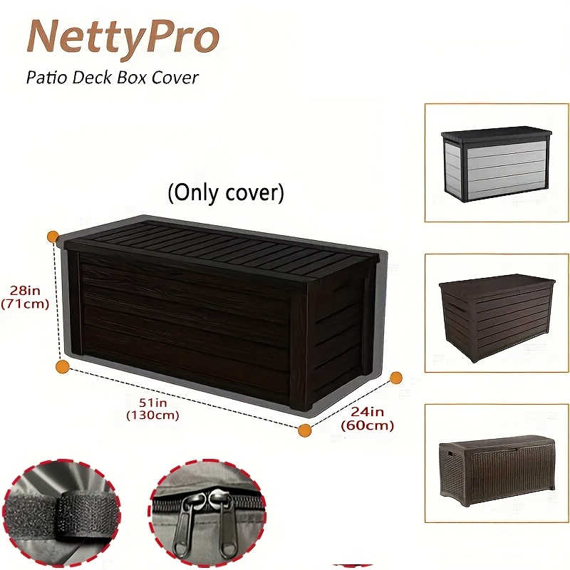 Image of 1pc Terrace Deck Box Cover, 210d Tear-resistant, Effective Protection And Effective Protection Deck Box Cover, Use This Effective Protection Terrace Deck Box Cover To Protect Your Outdoor Furniture!