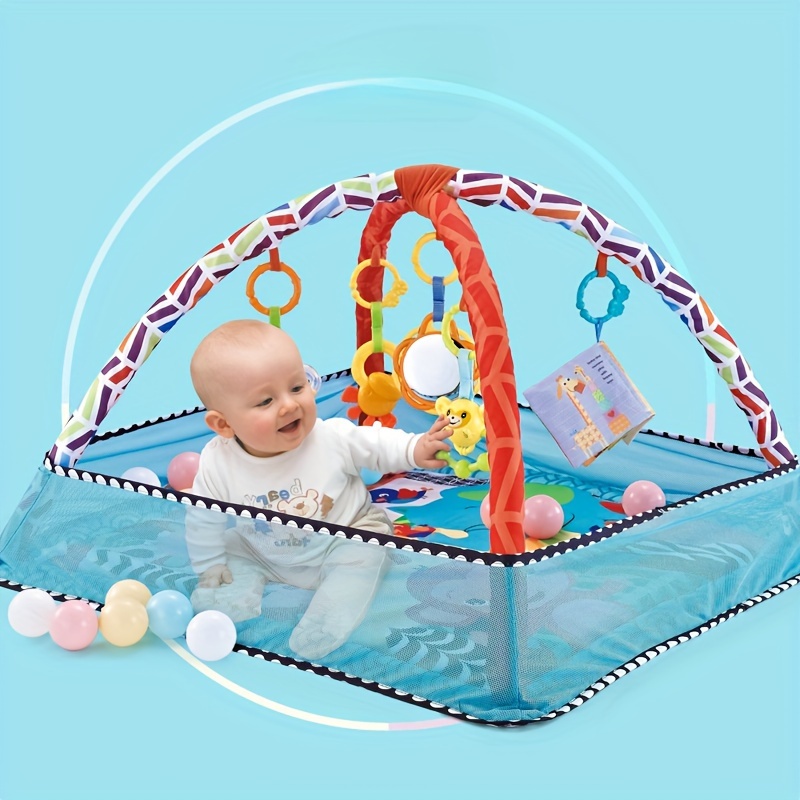 Lupantte Baby Play Mat with 9 Toys, Baby Activity Gym with Balls for  Sensory and Motor Skill Development, Baby Play Gym 2 Rattle Teething Toys  for