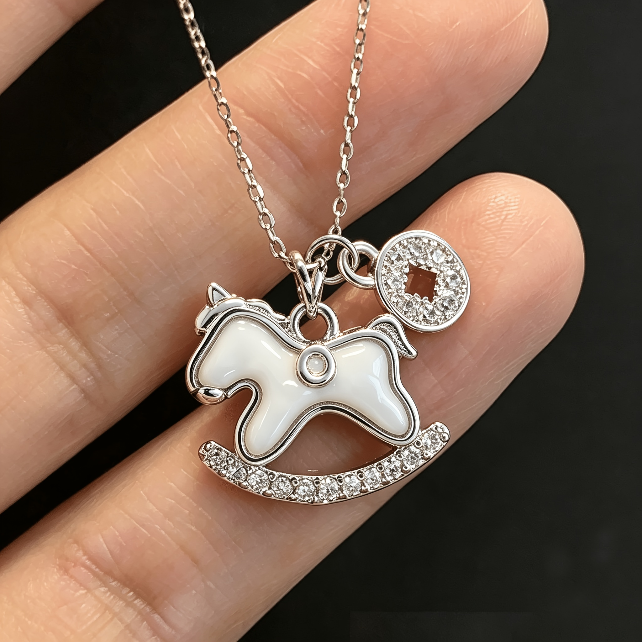 Women's 925 Silver Pony Design Necklace, Elegant Daily Wear