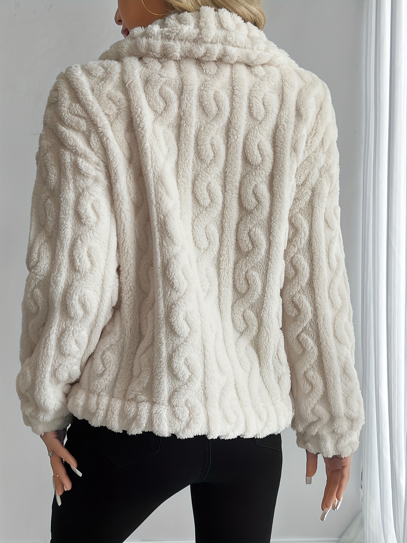 双面绒翻领纽扣气质上衣外套 商品详情 1