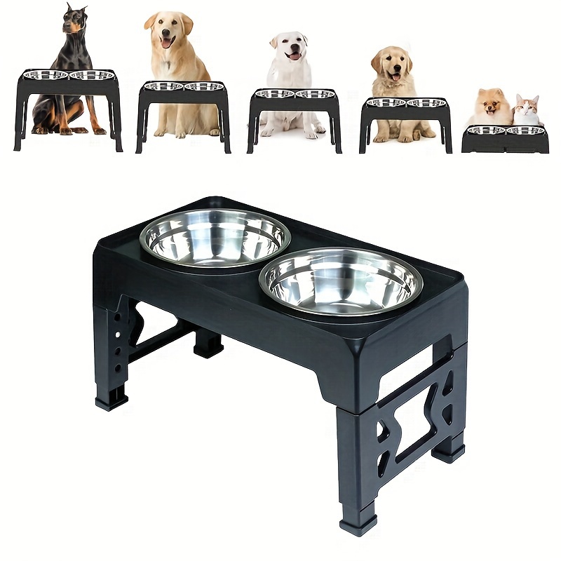 

Elevated Dog Bowls With 2 Stainless Food Bowls, Raised Dog Bowl Adjusts To 5 For Small Medium And Large Dogs