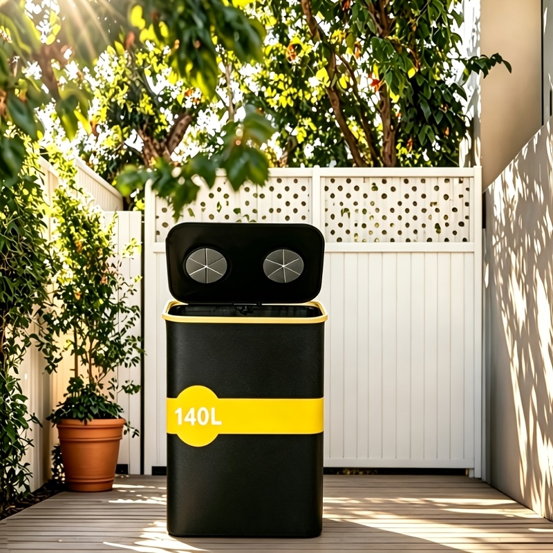 140l Extra Large Recycling Bin, 140l Recycling Bin With Lid And Reusable 2 Inner Bags - For Kitchen And Garden Waste Storage