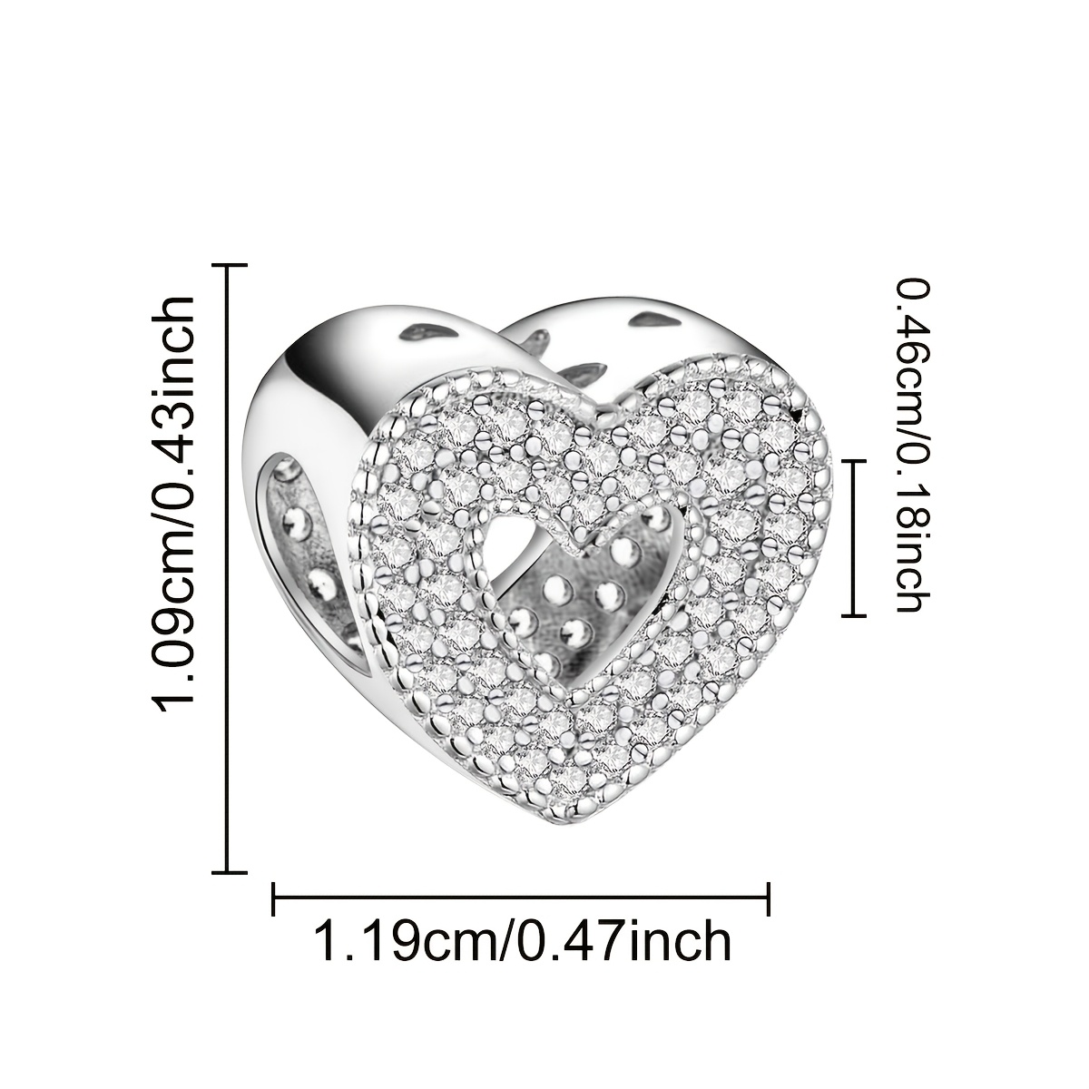 Women's 925 Silver Plated Double-Row Heart Beaded Pendant