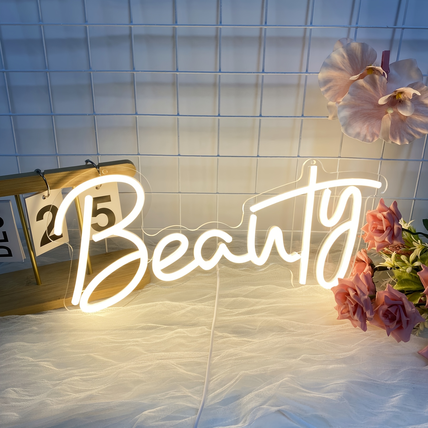 Image of Gozye Beauty Neon Sign, Neon Light Sign, Letters Wedding Neon Signs For Wall Decor, Usb Powered Led Light Up Signs For Beauty Room Wedding Party Bedroom Birthday