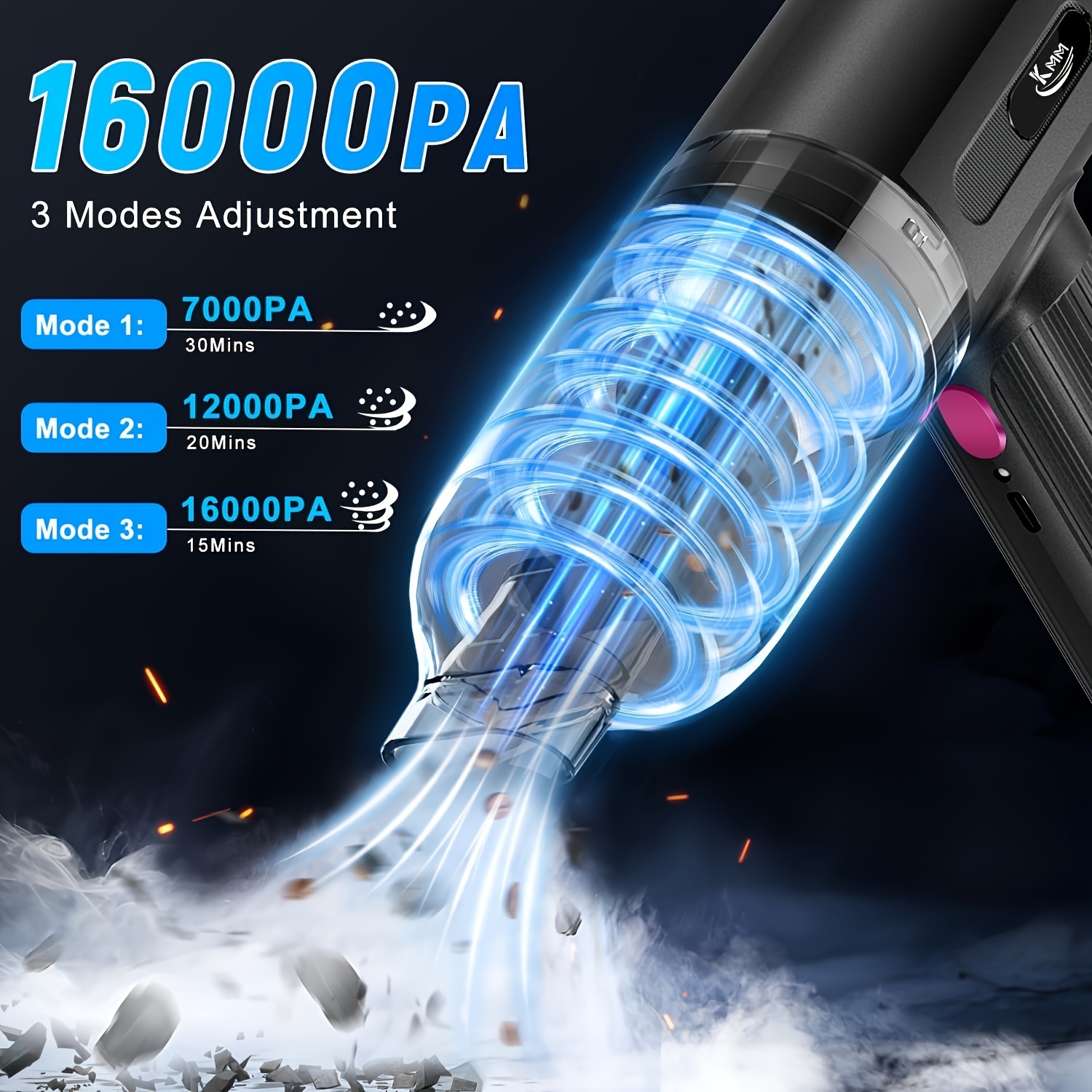 SPICIMOMO Car Vacuum Cleaner, Cordless Handheld Vacuum Cleaner 3 In 1 Air Duster Rechargeable, High Power Suction Portable Mini Vacuum Cleaner With Brushless Motor For Home, Office, Pet